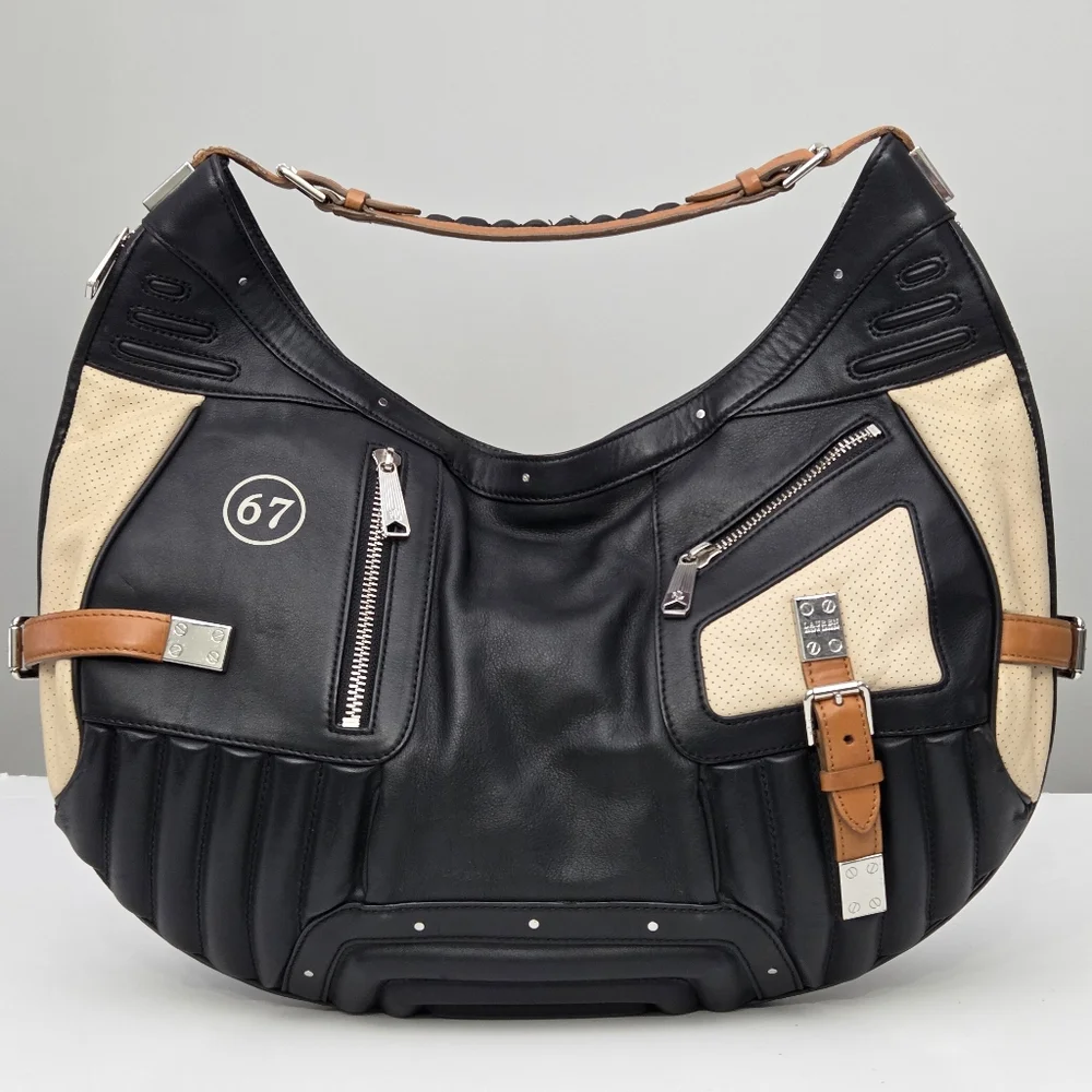 RARE LAUREN RALPH LAUREN QUILTED BIKER STYLE HOBO BAG